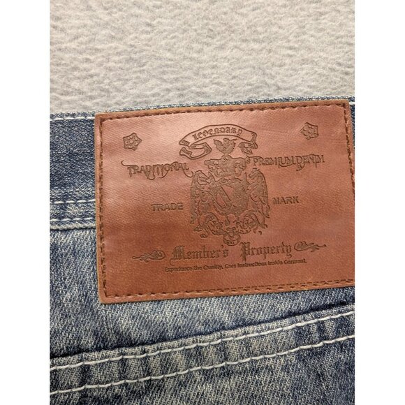 Member's Property Denim Shorts Mens 38 Blue Distressed Jean Zip Fly Casual - Picture 11 of 15